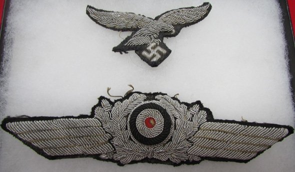  German WWII Luftwaffe Officer Embroidered Hat Insignia Set — image 2