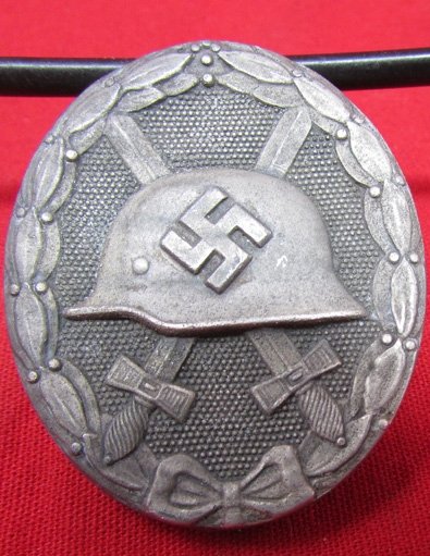  German WWII Silver Wound Badge, Solid Back, Maker Marked 30 — image 2