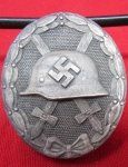 German WWII Silver Wound Badge, Solid Back, Maker Marked 30