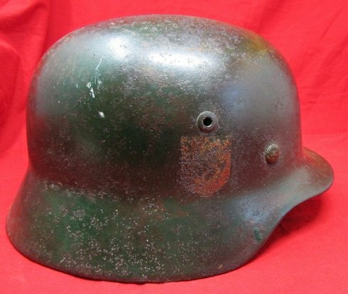  German WWII M1935 Camouflage Field Police Helmet, NS66 — image 2
