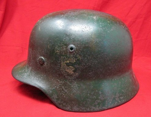  German WWII M1935 Camouflage Field Police Helmet, NS66 — image 3