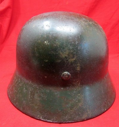  German WWII M1935 Camouflage Field Police Helmet, NS66 — image 4