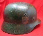 German WWII M1935 Camouflage Field Police Helmet, NS66