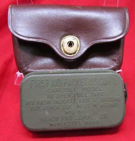  US Korean War, Brown Leather Carlisle Bandage Pouch & Bandage, JQMD 1952 — image 5
