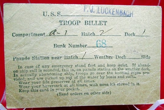  US WWI Ship's Troop Billet, USS F. J.  Luckenbach — image 2