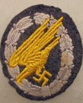 German WWII Luftwaffe Fallschirmjager Badge, Cloth