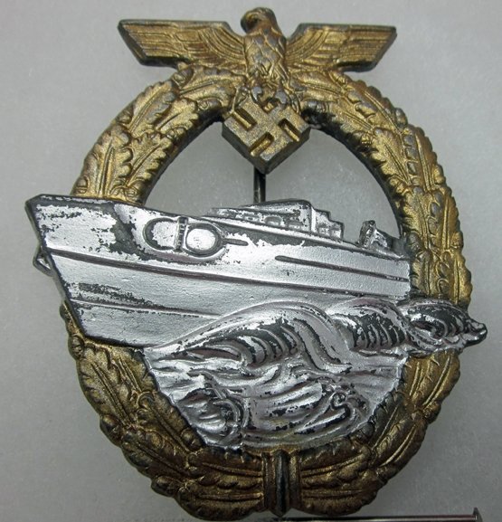 German WWII 2nd Pattern S-Boot Badge, RS Marked, Zinc — image 2
