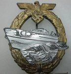 German WWII 2nd Pattern S-Boot Badge, RS Marked, Zinc
