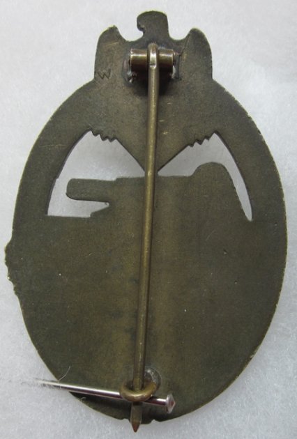  German WWII Panzer Assault Badge, Tombac, Wurster Mfg — image 3