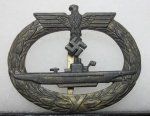 German WWII U-Boot Badge, Zinc, Missing Catch