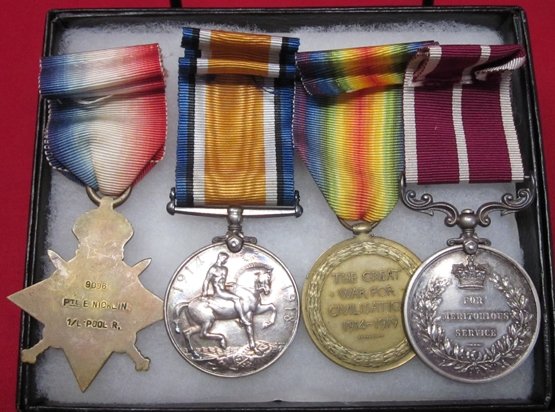  British WWI Trio & Meritorious Service Medal, Liverpool Rgt, Old Contemptible — image 3