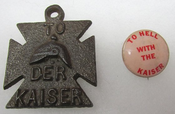  British WWI, Propaganda Iron Cross, 'To Der Kaiser' with To Hell With The Kaiser Pin — image 2