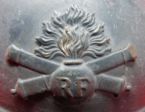  French WWI Adrian Artillery Helmet & Liner — image 3