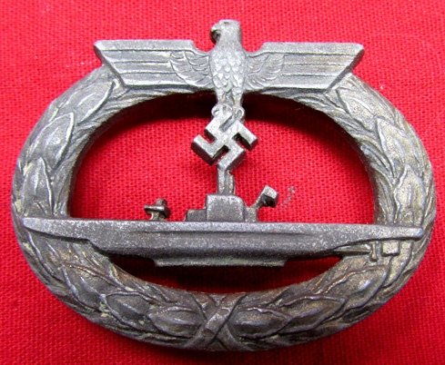  German WWII Kriegsmarine U-Boot Badge, Zinc, No Pin — image 2