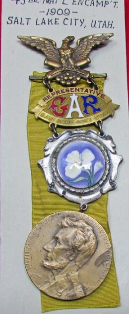  US Post Civil War, GAR 43rd National Encampment Representative Badge, Salt Lake City 1909 — image 2
