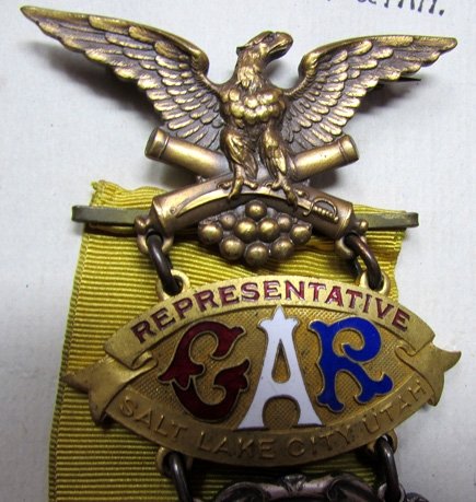  US Post Civil War, GAR 43rd National Encampment Representative Badge, Salt Lake City 1909 — image 3