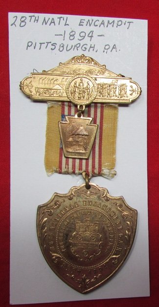  US Post Civil War, GAR National Encampment Badge, Pittsburgh 1894, Made From Cannon — image 2