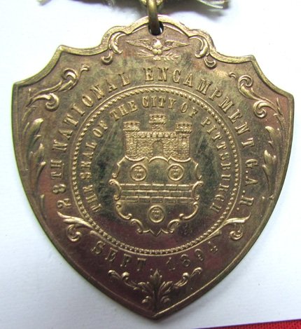  US Post Civil War, GAR National Encampment Badge, Pittsburgh 1894, Made From Cannon — image 4