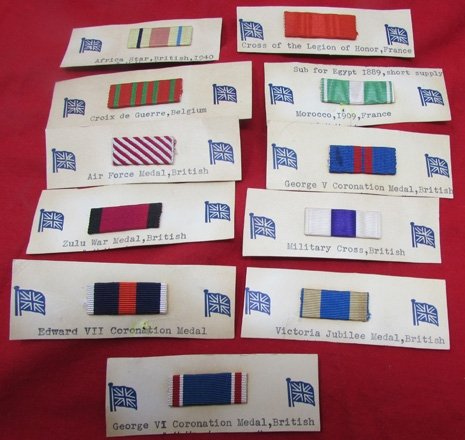 British WWII Lot of 11 Ribbons Mounted on ID Cards — image 2