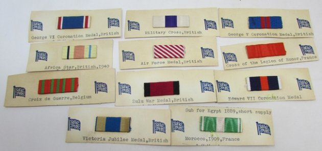  British WWII Lot of 11 Ribbons Mounted on ID Cards — image 3