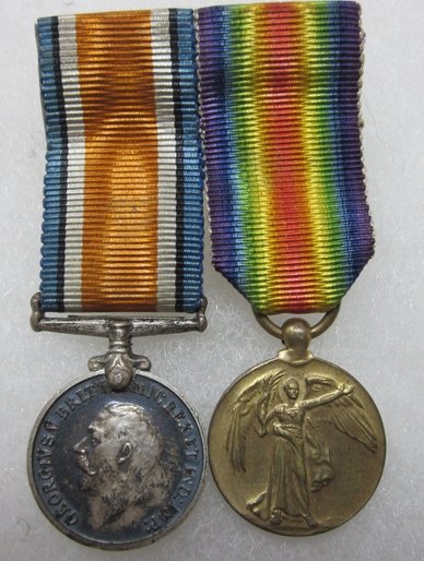  British WWI Miniature Medal, War & Victory, Long Ribbons — image 2