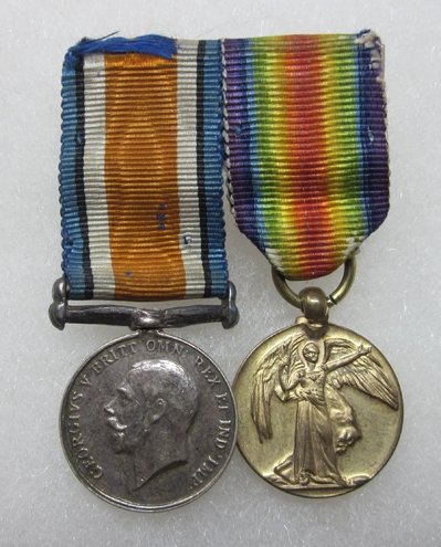  British WWI Miniature War & Victory Medal, Pair — image 2