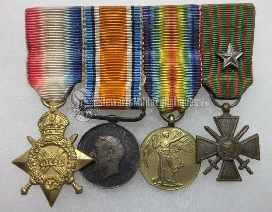  British WWI Miniature Trio & French Croix de Guerre — image 2