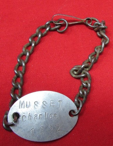  French WWI Soldiers Identity Disc, Charles Musset 1892 — image 2