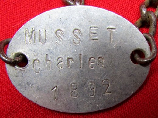  French WWI Soldiers Identity Disc, Charles Musset 1892 — image 3