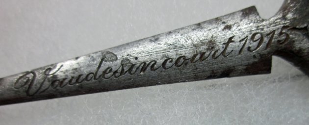  French WWI, Trench Art Shrapnel Fragment Letter Opener 1915 — image 3