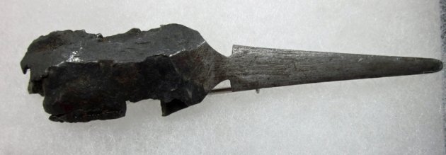  French WWI, Trench Art Shrapnel Fragment Letter Opener 1915 — image 4