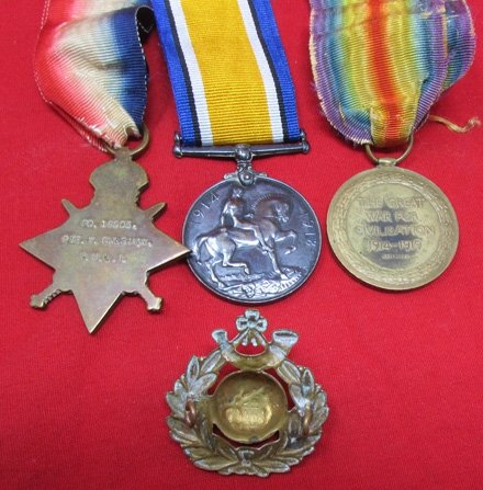  British WWI Trio, Royal Marines Light Infantry & Cap Badge — image 3