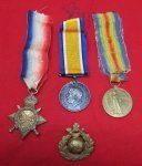 British WWI Trio, Royal Marines Light Infantry & Cap Badge
