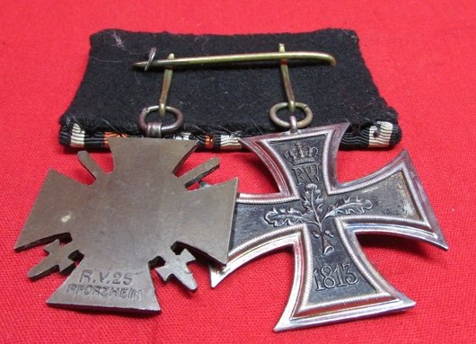  German WWI 2 Place Medal Bar, Iron Cross & Hindenburg Cross — image 4