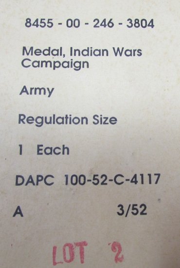  US Indian War Campaign Medal & 3/52 Dated Envelope, Slot Brooch — image 3