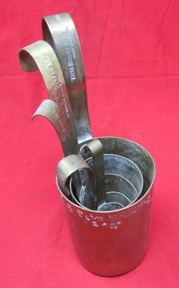  British WWI Brass Rum Jug Measuring Cup Set — image 2