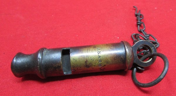  US WWI Army Brass Whistle and Chain, British Mfg — image 4