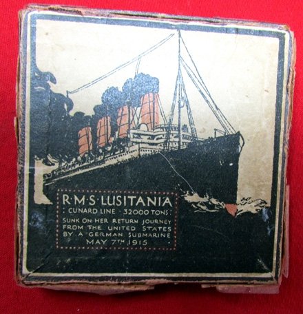  British WWI Lusitania Sinking Table Medal & Box — image 2