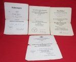 German WWII Army Award Document Lot of 4, Feldpost Unit
