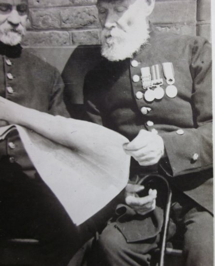  British WWI Era, Press Release Photo, Bemedaled Crimea Veterans Study a Map — image 3