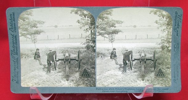  US Post Civil War, Gettysburg, Picketts Charge Stereoview Image, 1908 — image 2