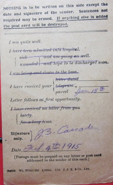  British WWI Field Service Postcard, Stockton California Address — image 3