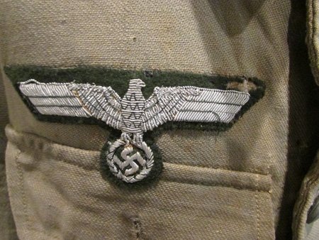  German WWII Army Officer Summer Weight Tunic, Smoke Troops — image 3