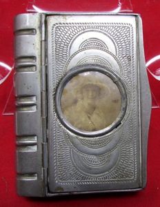 British WWI Engraved Cigarette Case with Photo, Northumberland Fusiliers 1915