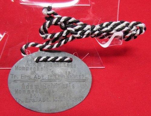  German WWI Zinc IdentityTag, Mommenheim — image 2