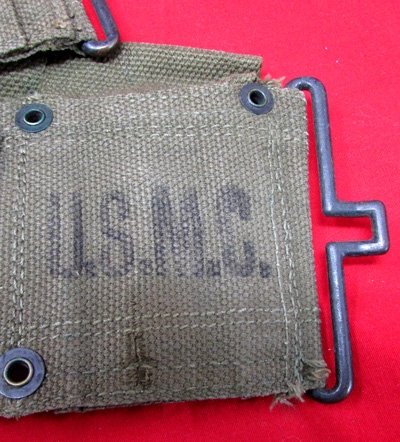  US WWII USMC 10 Pocket Riflemans Cartridge Belt, Dark OD, 44 Date — image 3