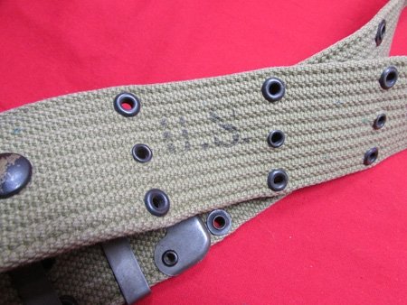  US WWII M1936 Pistol Belt, Light OD Canvas, Nasco Awnings 1942 — image 3
