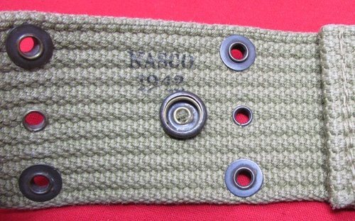  US WWII M1936 Pistol Belt, Light OD Canvas, Nasco Awnings 1942 — image 4