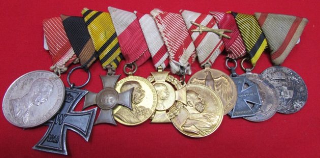  Austro-German, WWI 10 Place Medal Bar, Parade Mount — image 2