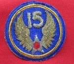 US WWII USAAF 15th Air Force SSI, Bullion Embroidery
